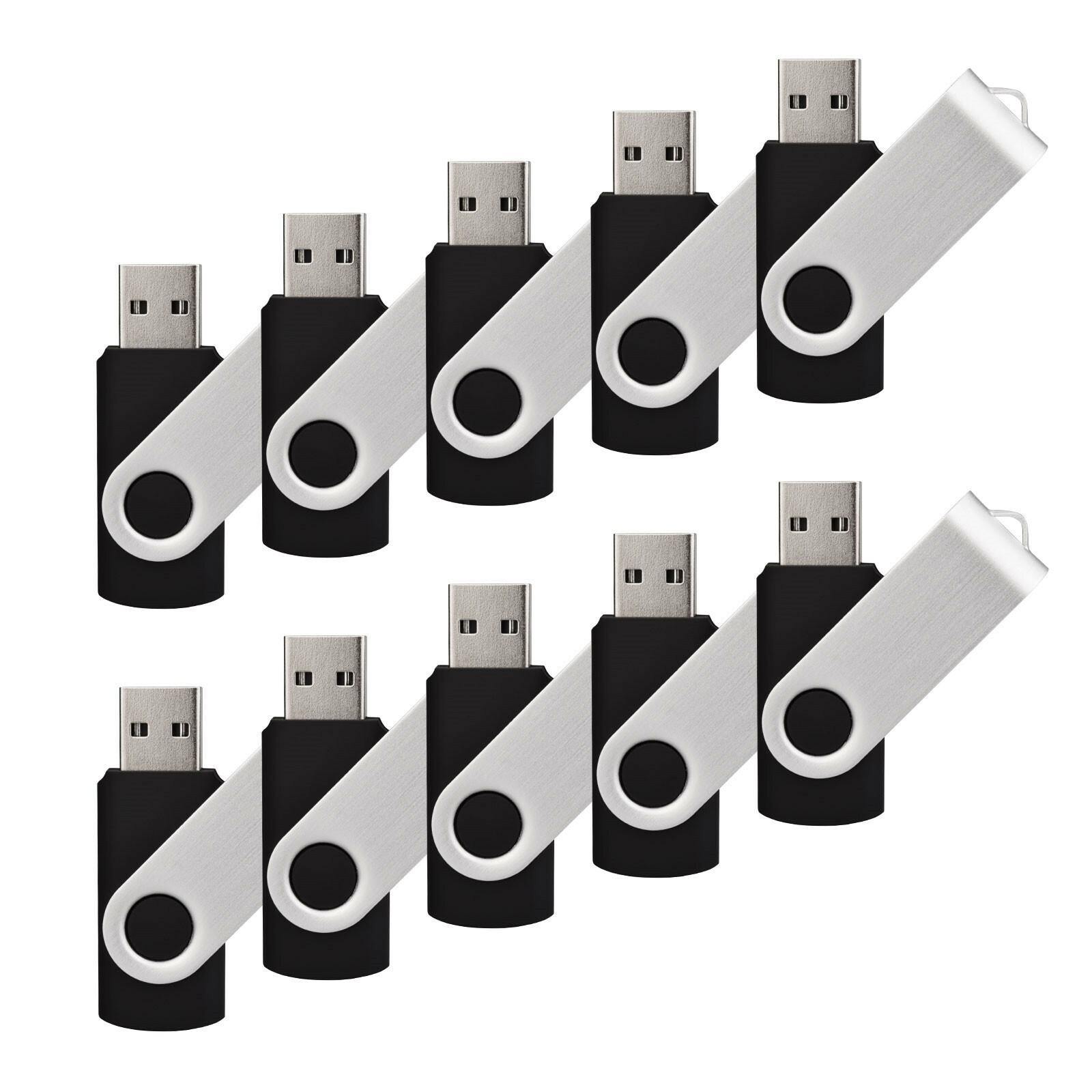 10Pack Swivel USB Flash Drives Memory Stick U Disk Thumb Pendrive Storage Black