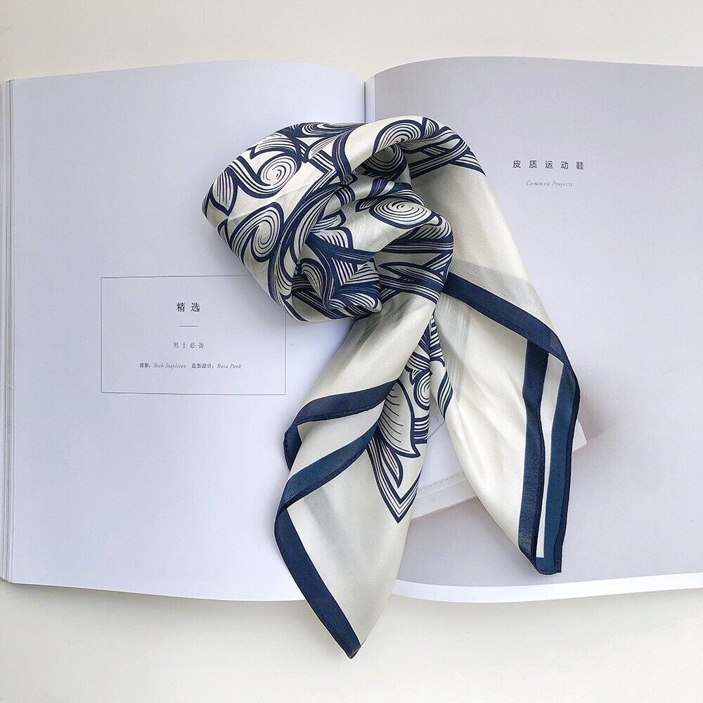 100% Satin Silk Scarf Men Bandanna Japanese Square Office Necktie Hairband 53 cm