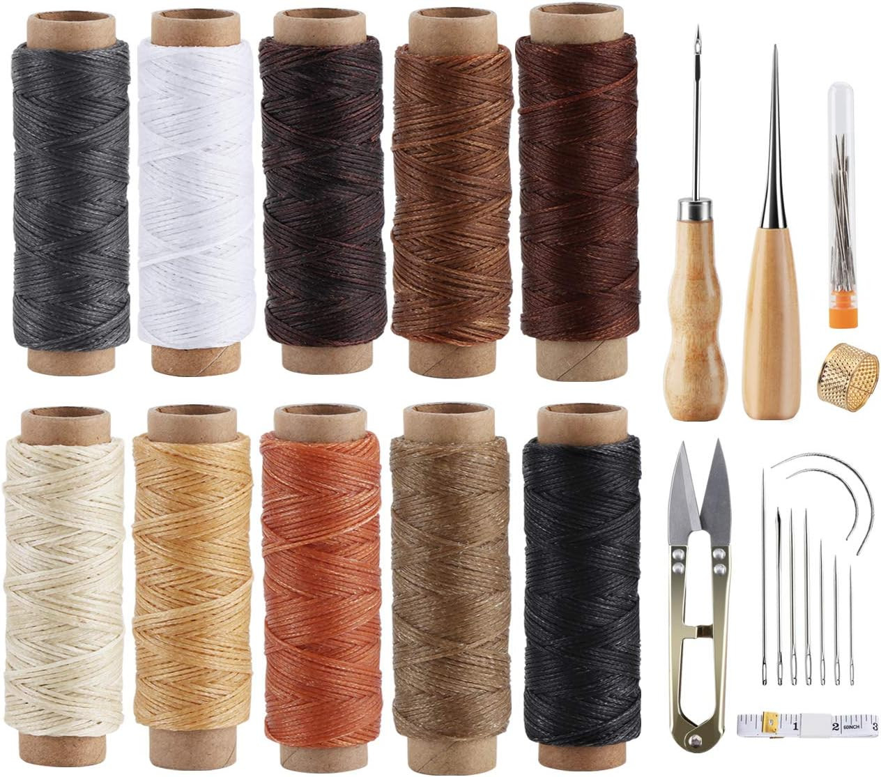 Ilauke Leather Sewing Kit 31Pcs Waxed Thread Leather Stitching Kit with Sewing A