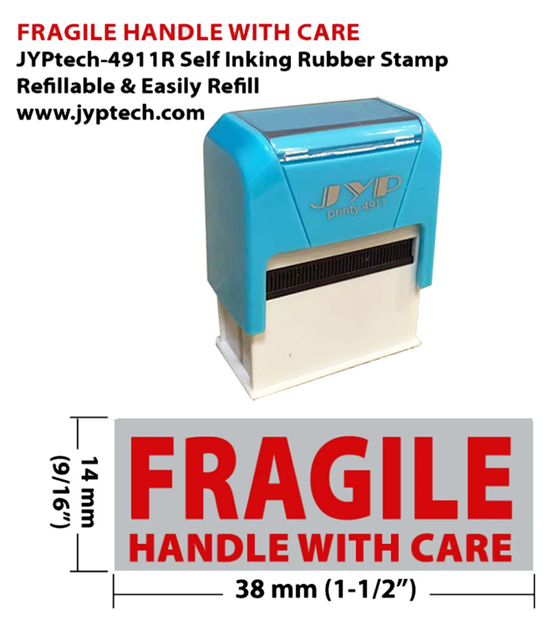 Fragile Handle With Care JYP 4911R Self Inking Rubber Stamp (Red Ink)