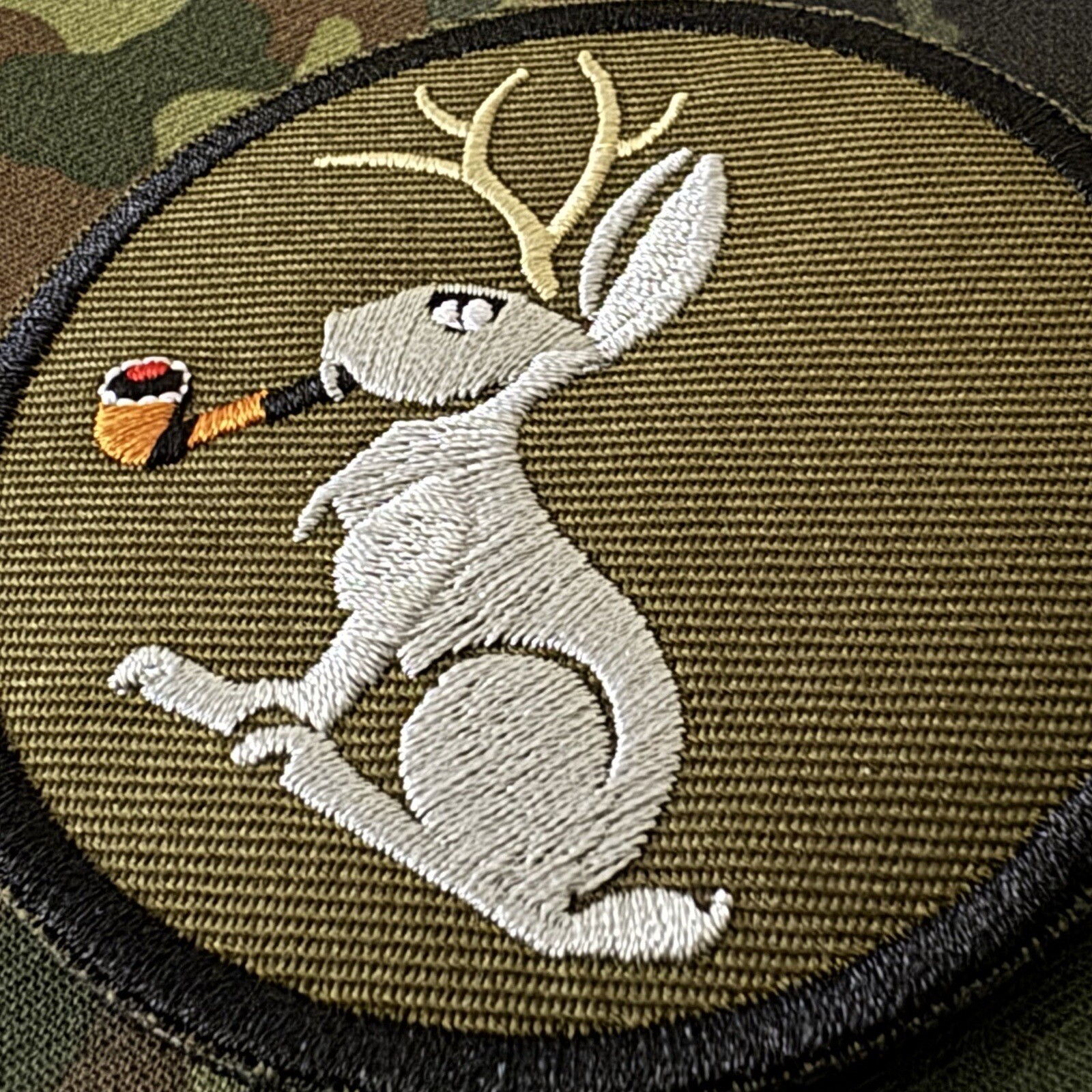 🐇 CONFIDENT JACKALOPE Embroidered Patch Hook/Loop Back BUSHCRAFT The Edge PDW