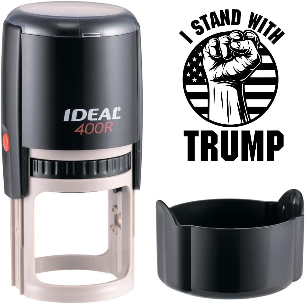 I Stand with Trump Round Self-Inking Stamp - 1-5/8" - Patriotic Office Supplies