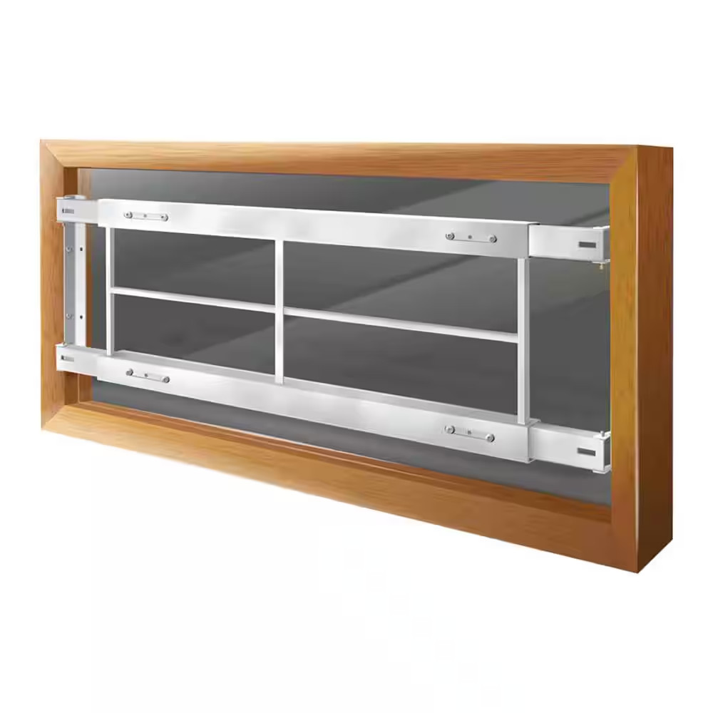 Fixed 52 In. to 64 In. Adjustable Width 3-Bar Window Guard, White