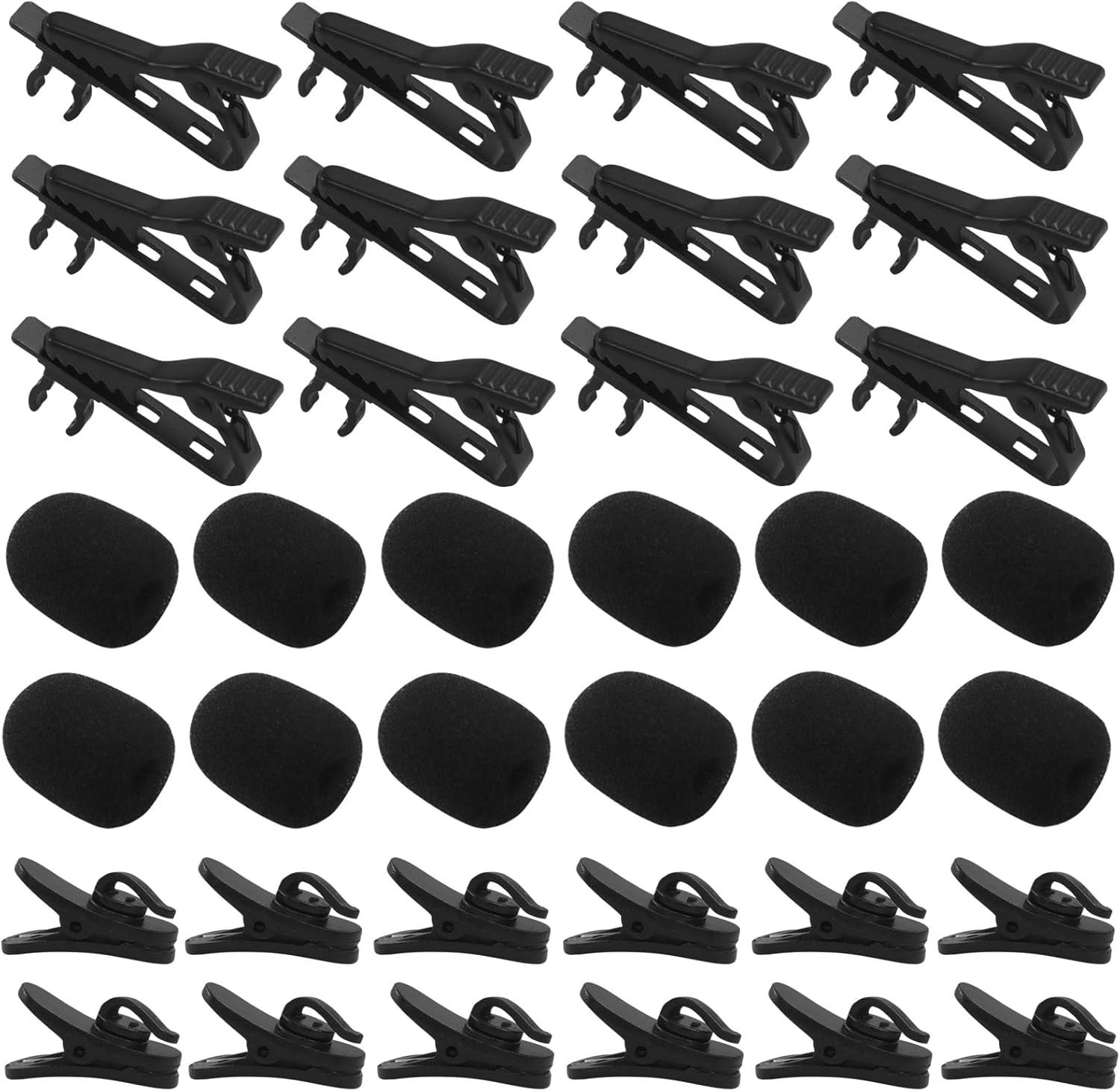 Professional Lavalier Microphone Clips with Windscreen Covers – 12 Pack Set
