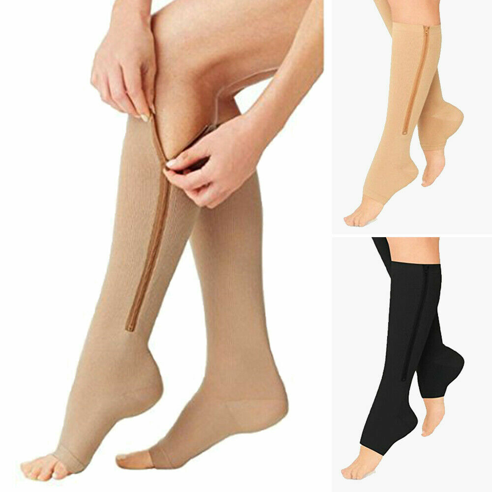 Doc Miller Open Toe Compression Socks 20-30 mmHg Recovery Varicose Veins SKIN