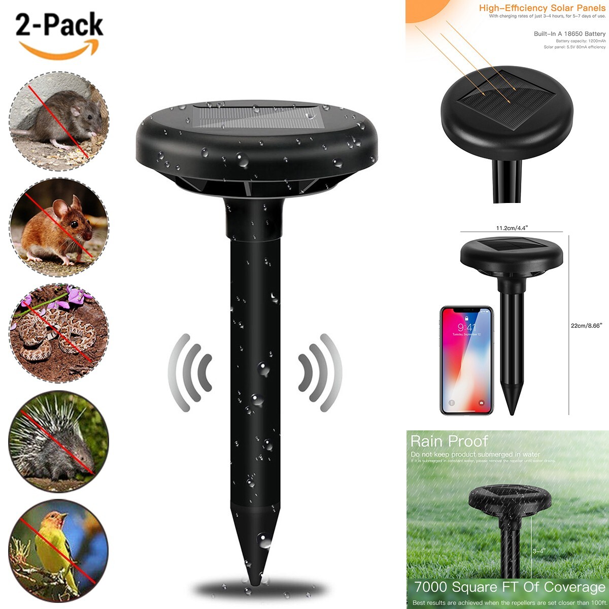 Solar Power Ultrasonic Pest Repellers Gopher Rat Snake Yard Garden Pest Control
