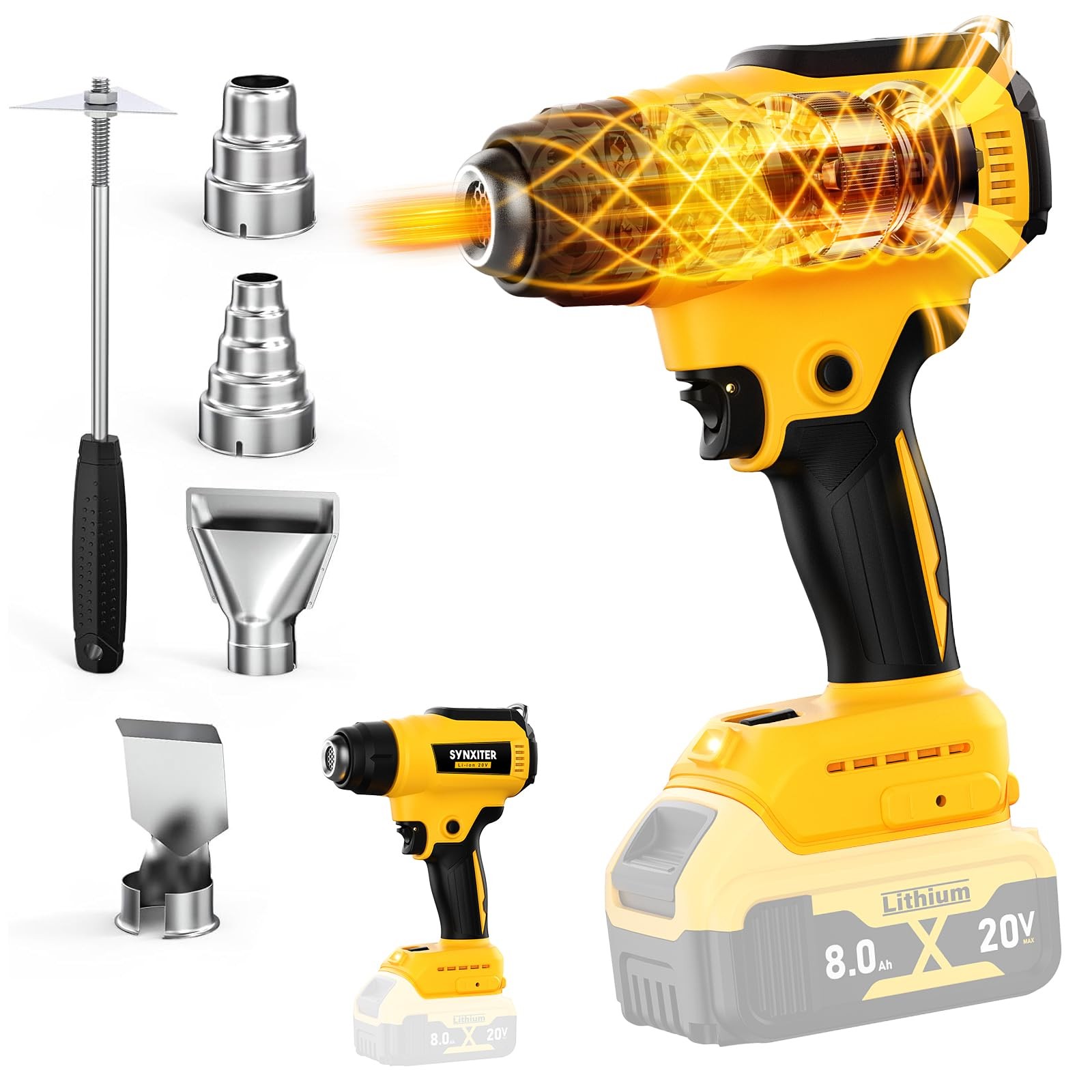 Cordless Heat Gun for 20V Battery 350W LED Light Fast Heating 122-1022F