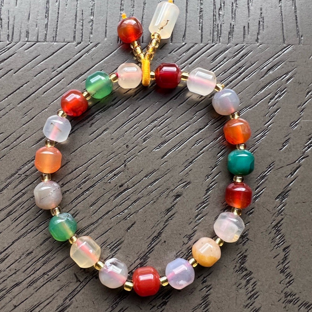 Colorful Agate with charm bracelet 6.5’