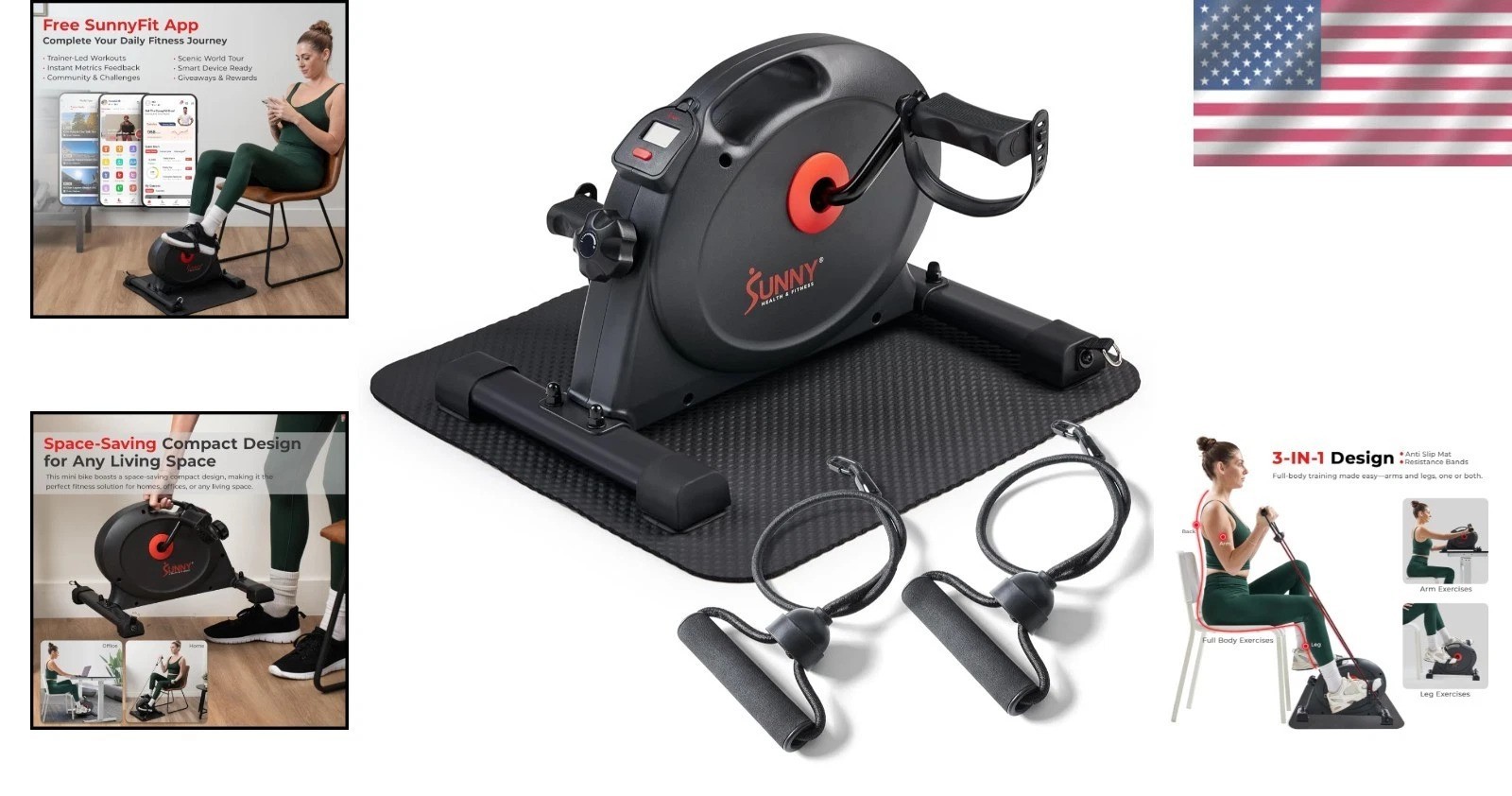 Low-Impact Cardio Cycling Machine for Home/Office - Includes Workout Bands