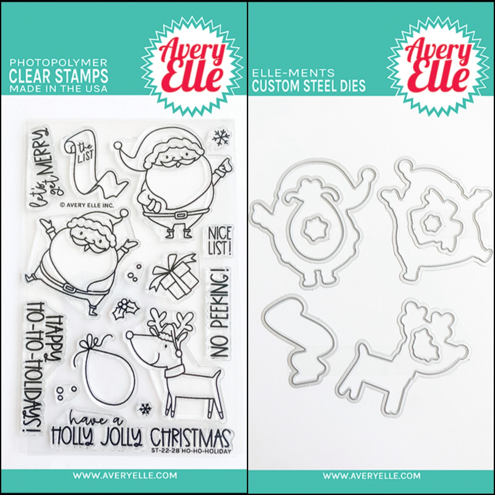 Avery Elle "HO-HO-HOLIDAY" Clear Stamps Only OR Stamp & Die Bundle 2022