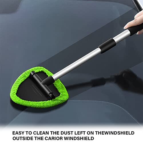 Windshield Cleaning Tool, Car Window Cleaner with 4 Washable Reusable