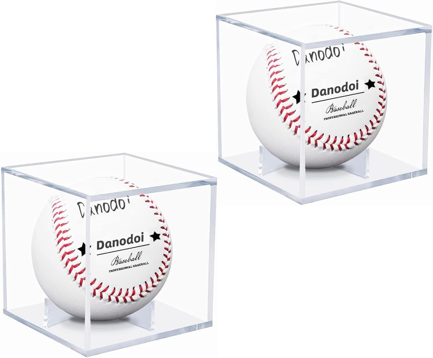 2 Pack Baseball Display Case UV Protected Acrylic TWO PACK, Clear-2