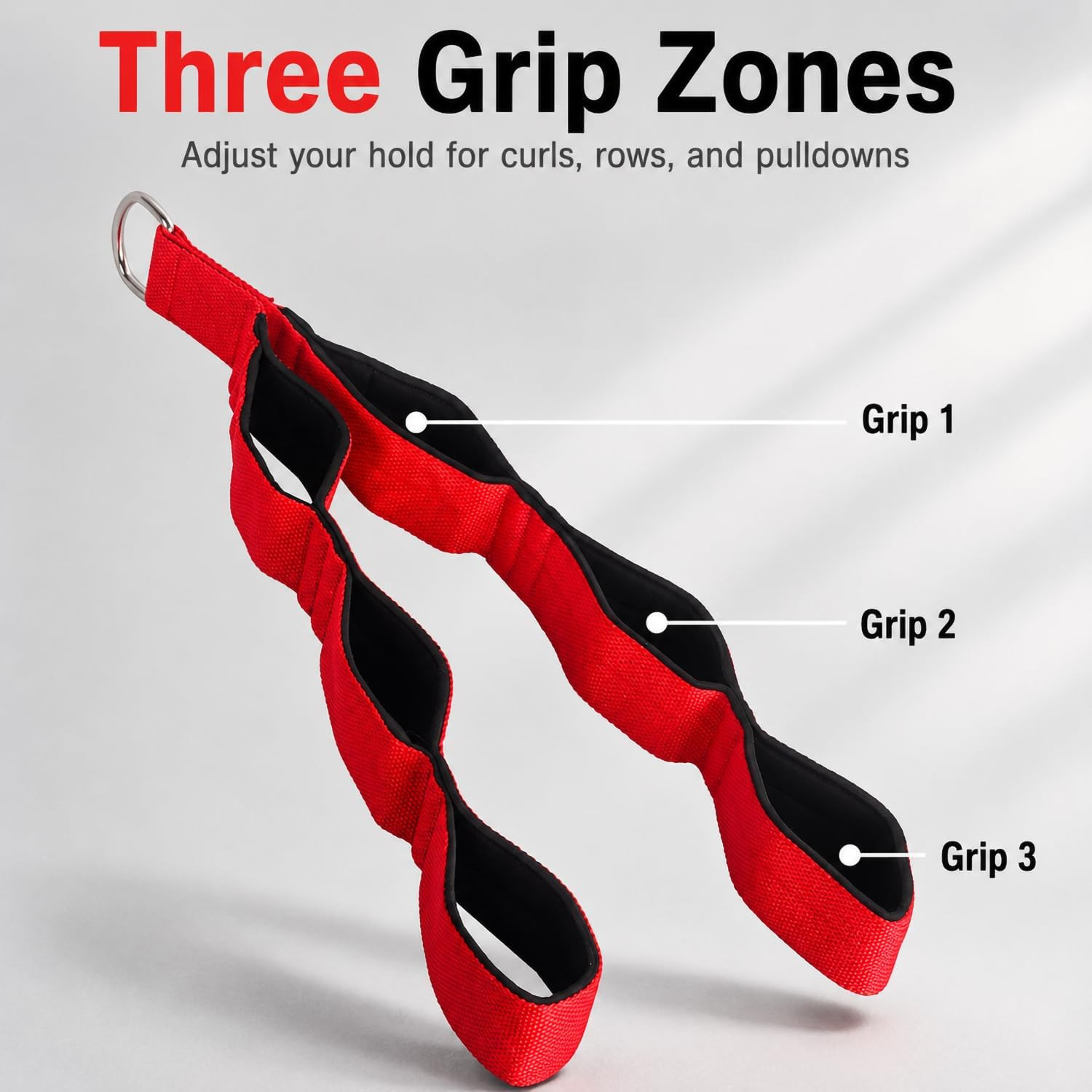 Tricep Rope Cable Attachment, 27 Inch Multi-Grip Pulldown Strap | PP Webbing, Pa