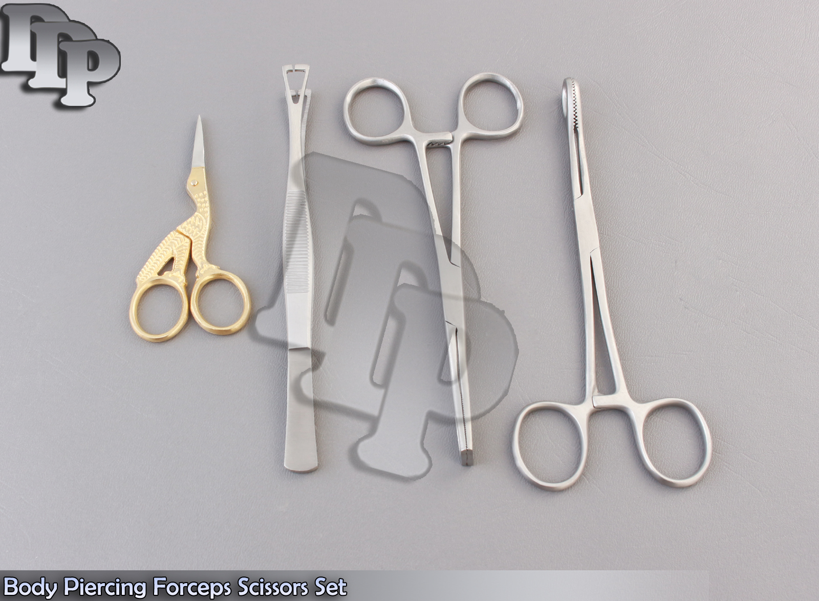 4 Pcs New Body Piercing Forceps Scissors Set SPONGE CLAMP