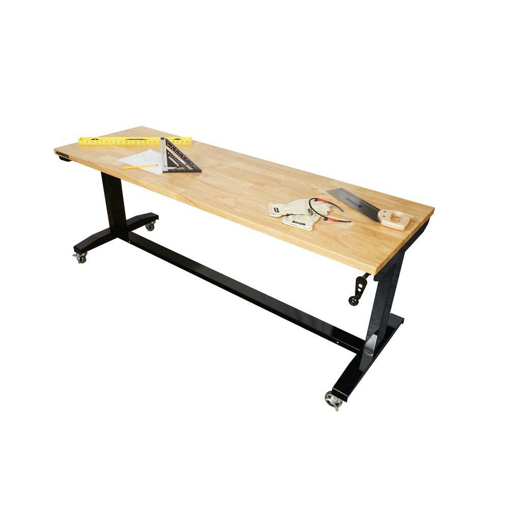 Work Table Black 72 in. Adjustable Height Steel Industrial