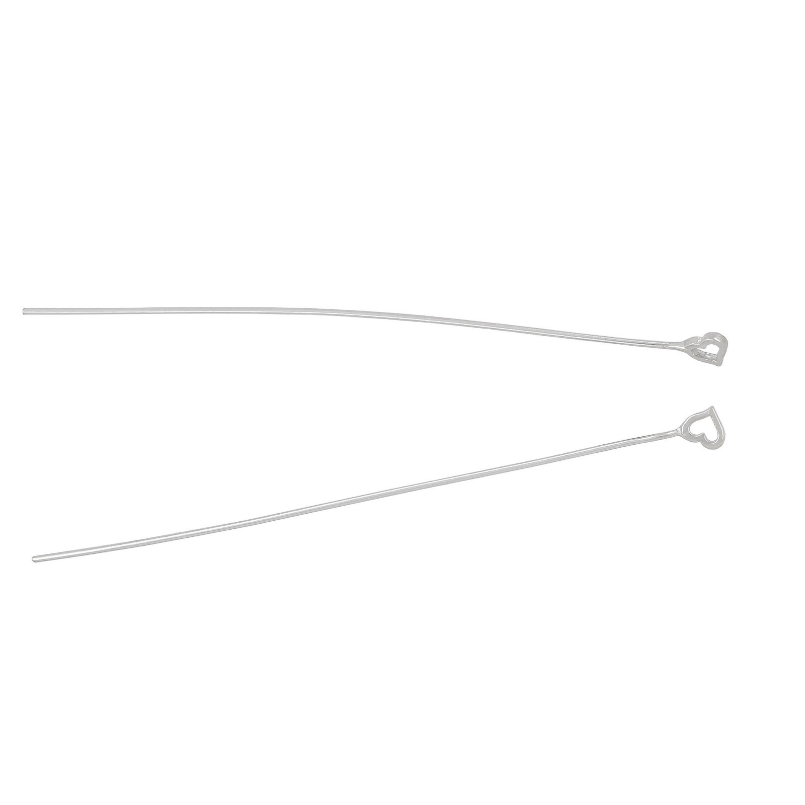 4 Sterling Silver Heart Head Pin Headpin 2" / 50mm 23ga #99676