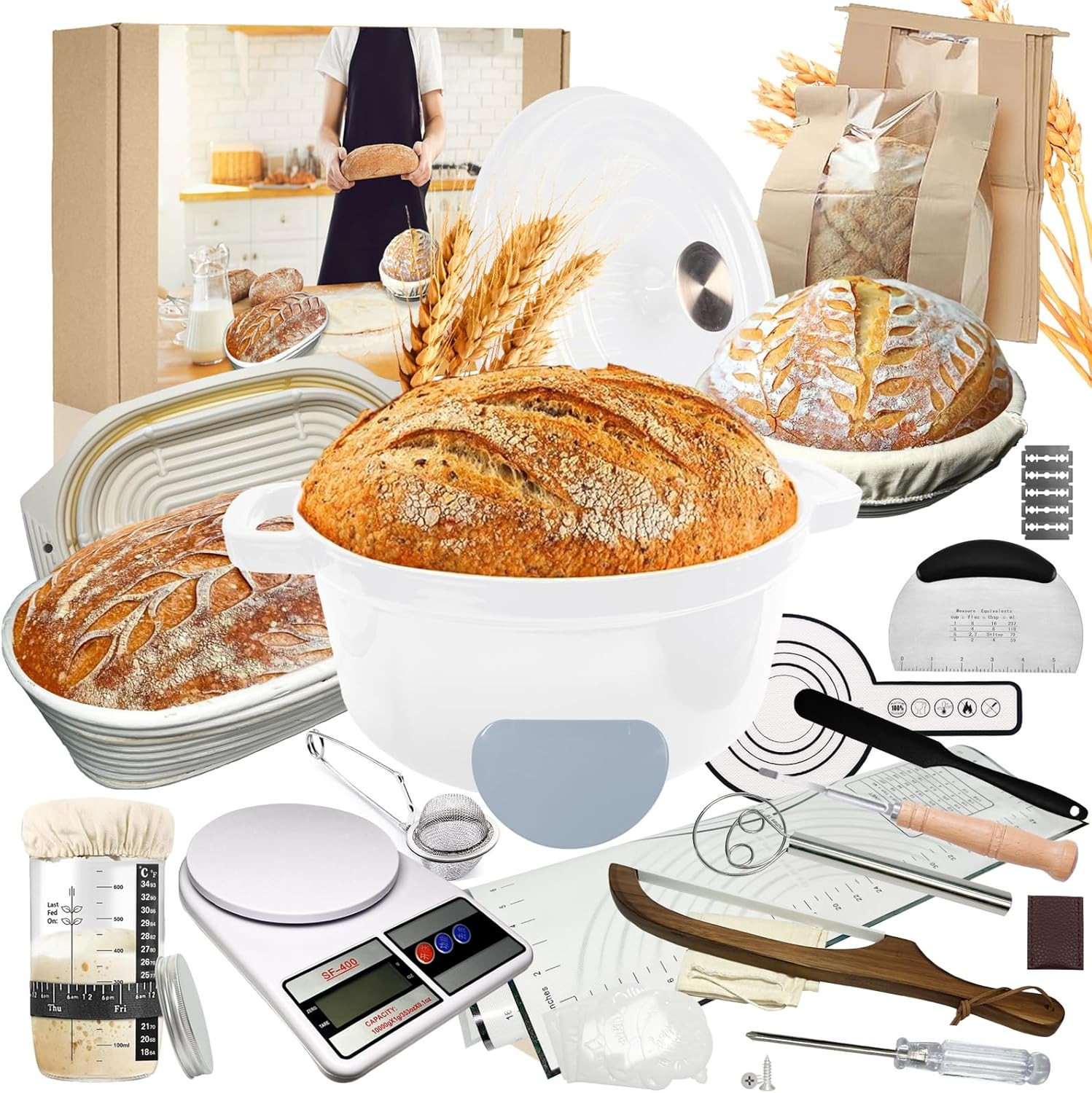 4 Color Complete Sourdough Bread Makin Starter Kit,Sourdough Bread Baking Suppli