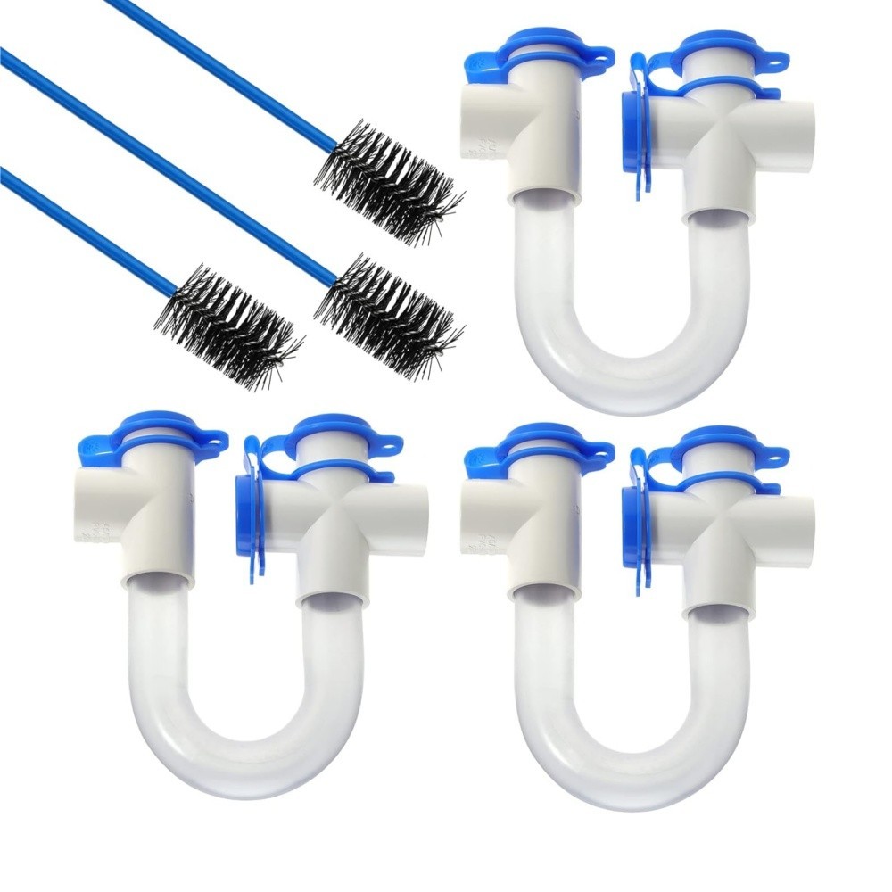 3/4 Clear PVC Condensate P-trap for HVAC Systems Air Conditioner,Pack of 3