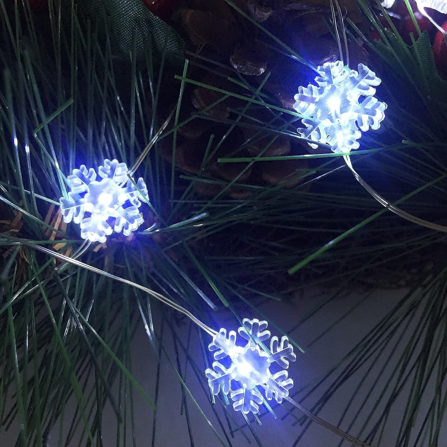 2 Pack Battery Operated Mini Snowflake Led Fairy Lights Cold White-Snowflake