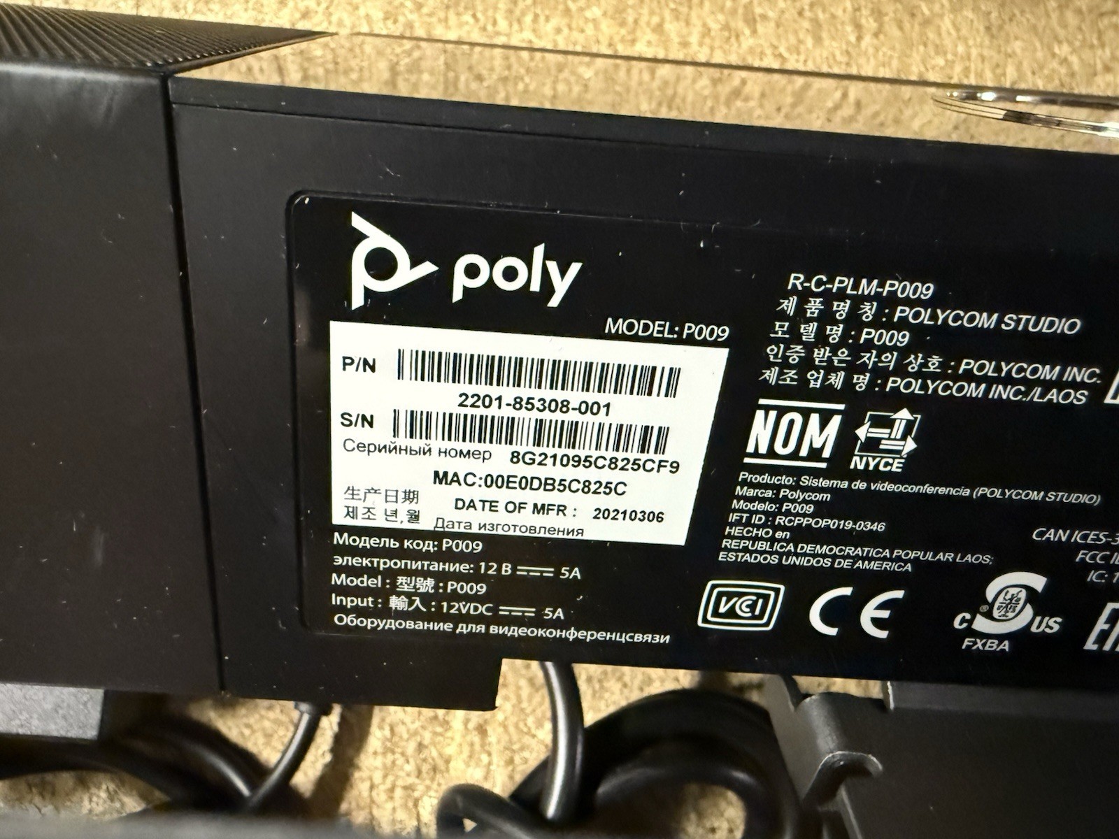 2 x Polycom Studio P009 Video Speaker Conference System 2201-85308-001 w/ Power