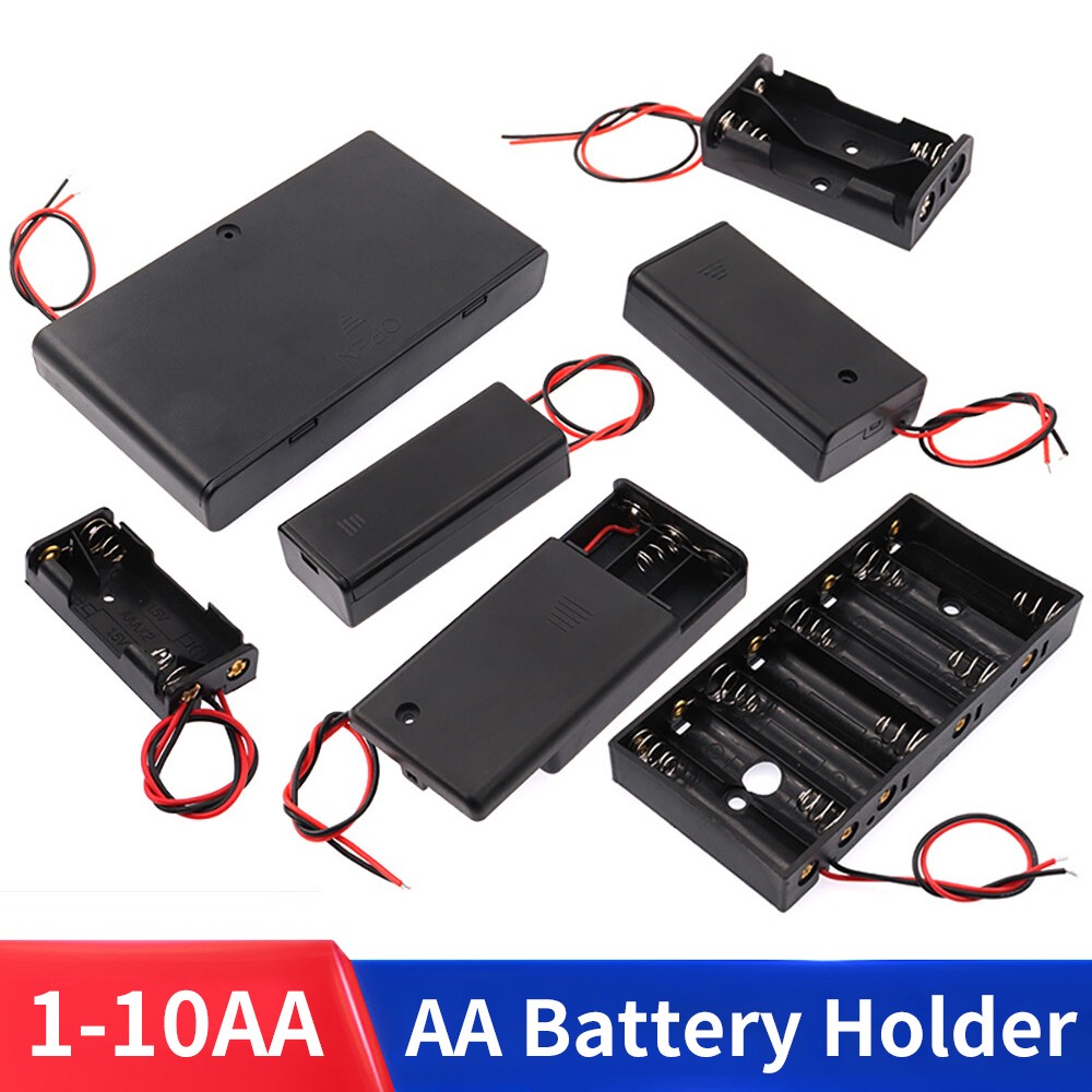 AA Battery Holder 1 2 3 4 6 8 10 Position Open & Enclosed (With Wire/Switch) lot