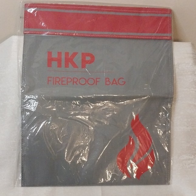 HKP Fireproof Bag Gray/Red 11" x 15" Document Protection Bags & Pouches