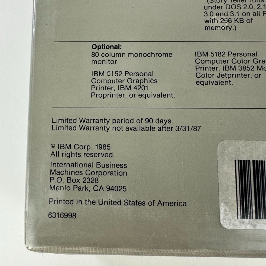 IBM PC Storyboard for Personal Computer Software DOS Factory Sealed
