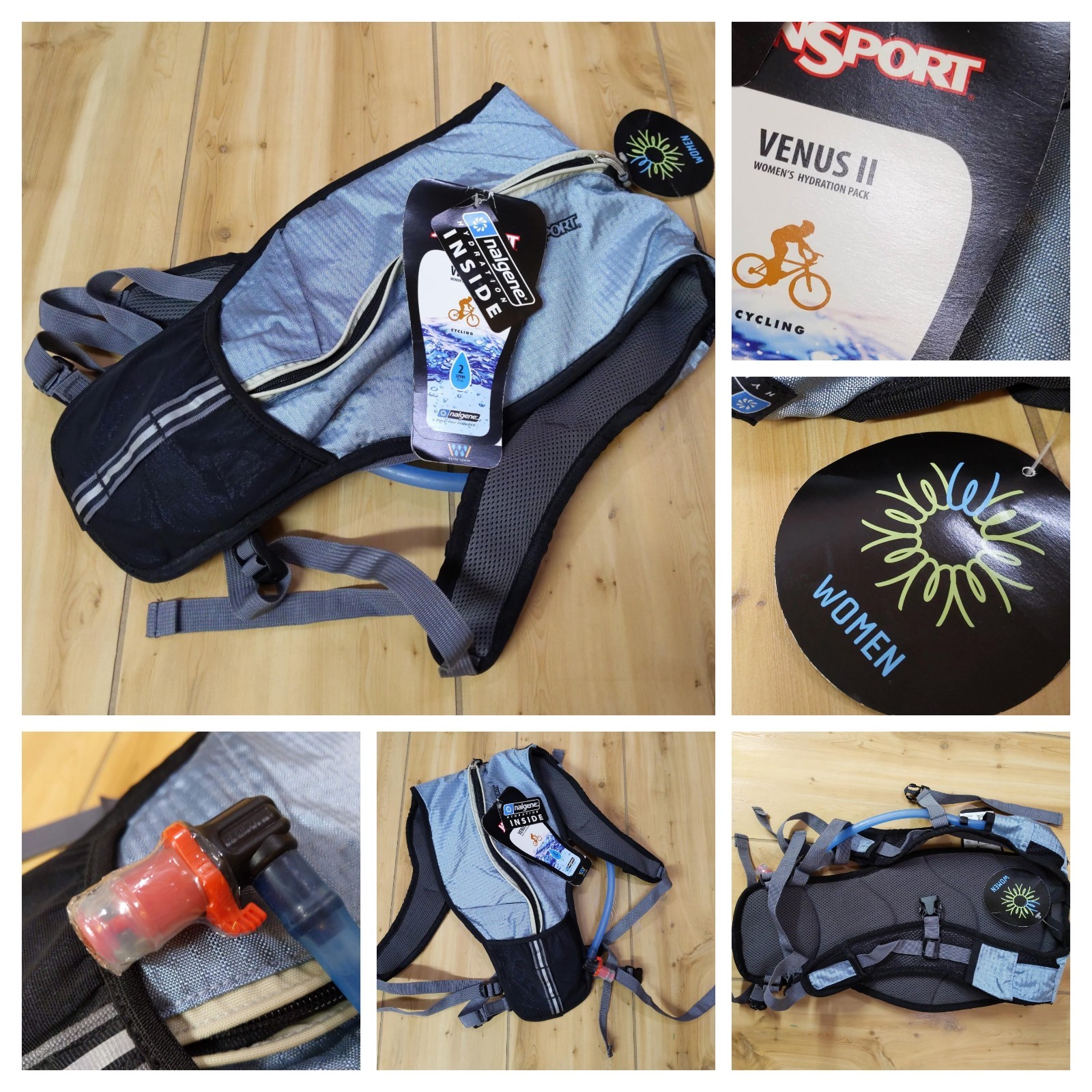 JanSport Venus II Womens Hydration Pack Blue Grey 2 Liter Hiking Trail Backpack