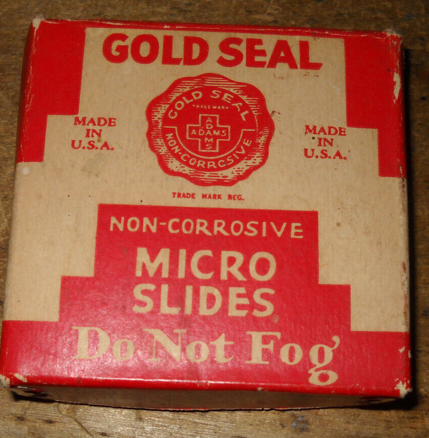 VINTAGE GOLD SEAL NON-CORROSIVE MICRO SLIDES DO NOT FOG 18 SLIDES WITH BOX