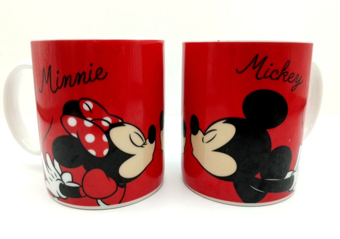 Disney Mickey & Minnie Mouse Mug Set Red Ceramic Cups Pair Tea Coffee Gift UK