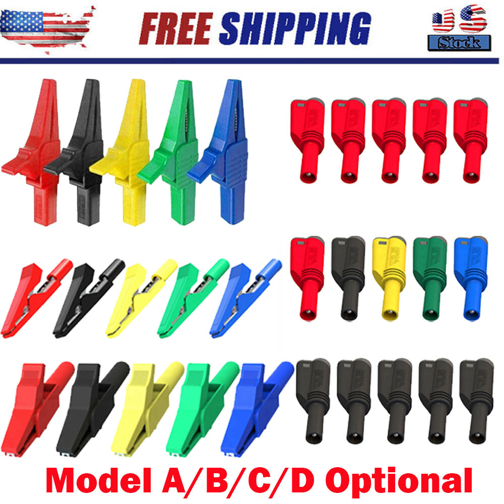 Insulated Alligator Clips Electrical Crocodile Clamps for 2/4mm Test Probes USA