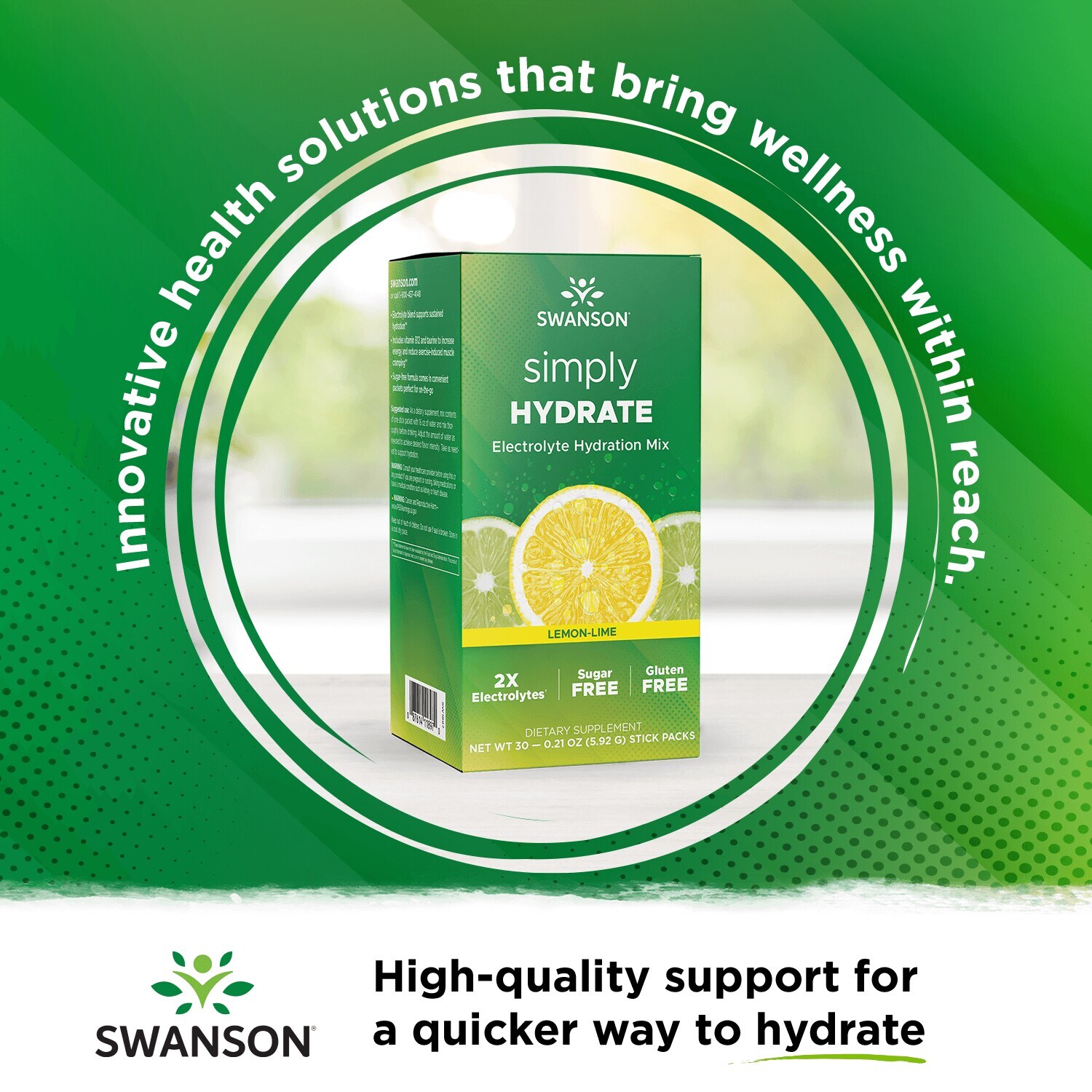 Swanson simply Hydrate Electrolyte Hydration Mix - Lemon-Lime 30 Pkts