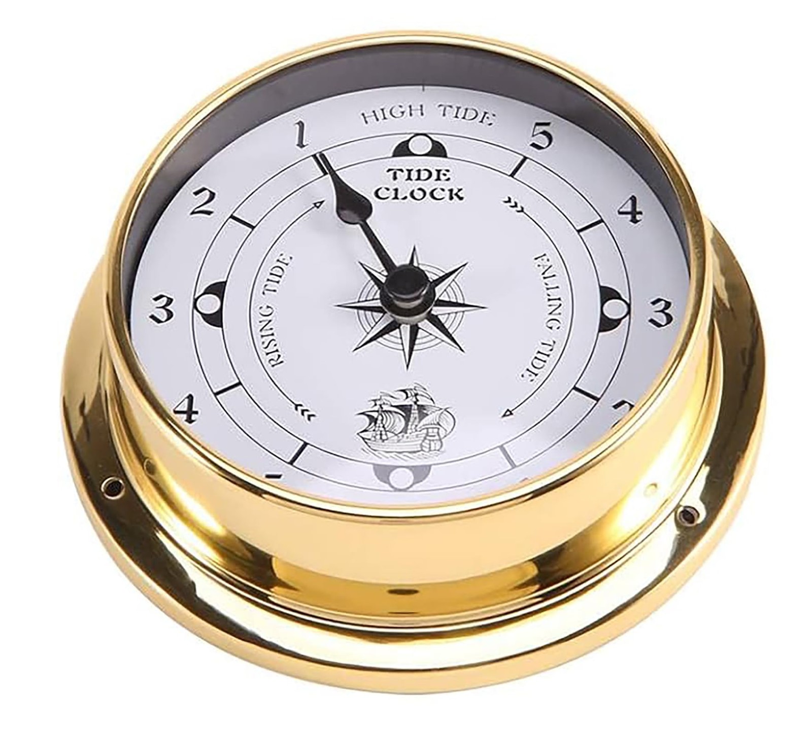 Valuegist Brass Nautical 4.5in Tide Clock, Wall Hanging Boat Using coppery