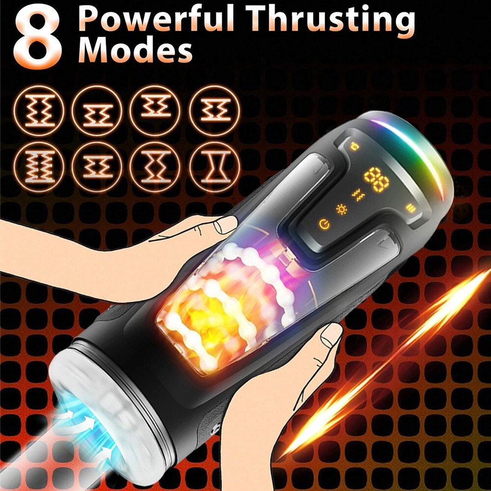Male Masturbaters Automatic HandsFree Thrusting Cup Heating Stroker Lubricants
