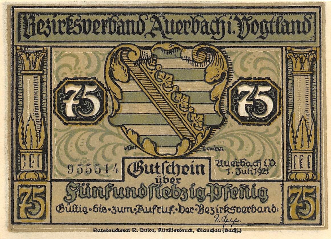 Germany / Notgeld  75  Pfenig   1.7.1921   Circulated Banknote TX10