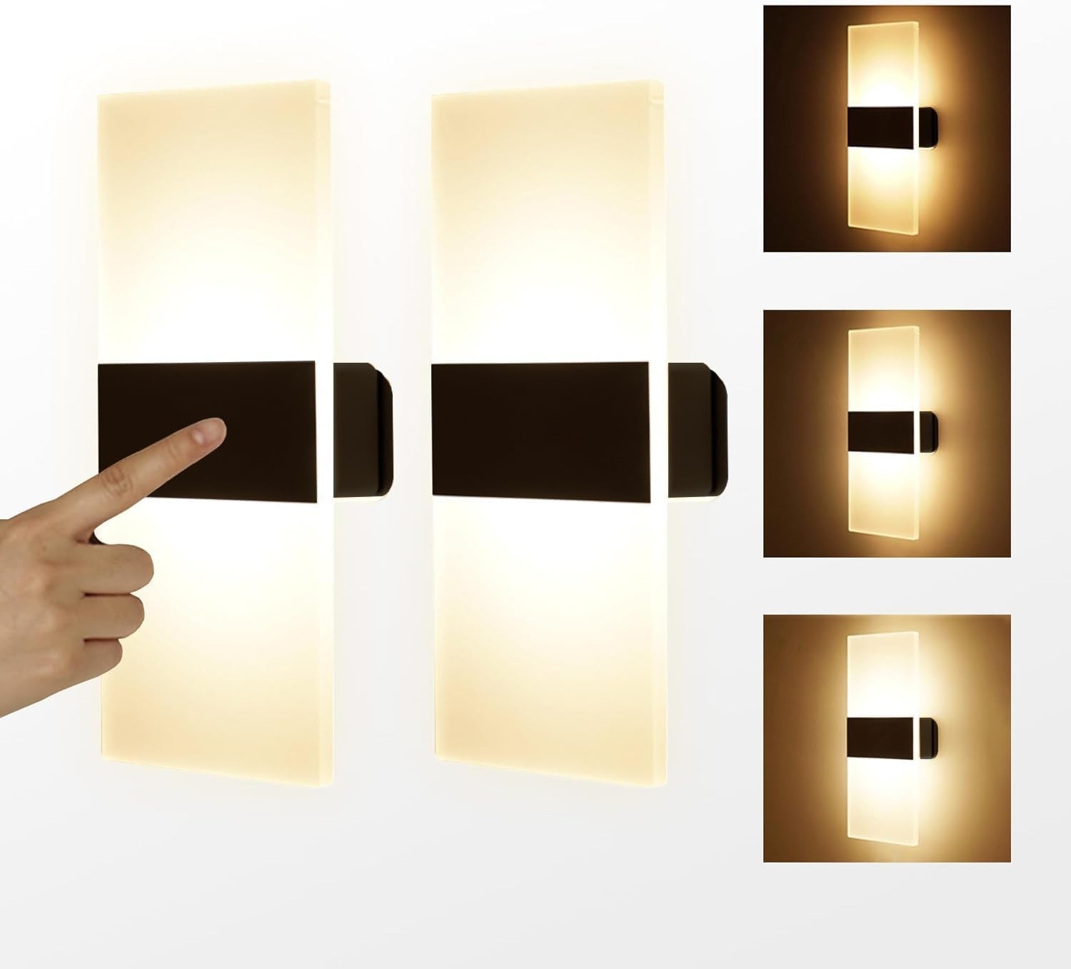 MEHIDFY Wall Sconces Sets of 2, Dimmable Touch Control Wall Lamp, Rechargeable
