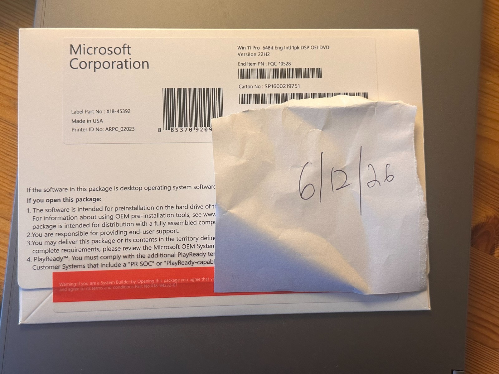 Microsoft Windows Sealed 11 Pro Physical Edition - Setup Media & Key