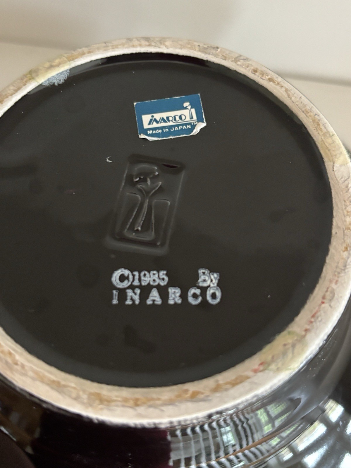 Vtg Inarco Black Planter Pot