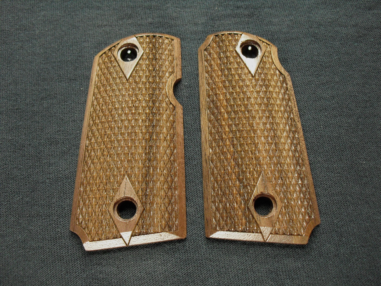Walnut Double Diamond Kimber Micro 9 Grips Checkered Engraved Textured