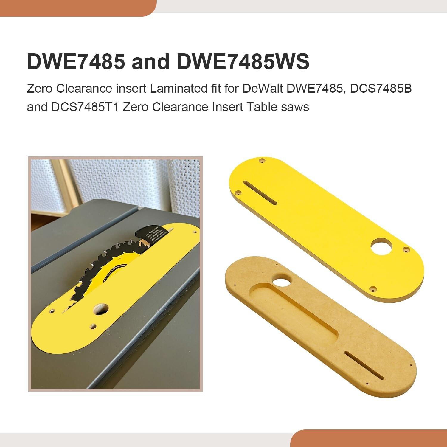 3 Pack Zero Clearance Inserts Laminated Fit for DeWalt DWE7485 DCS7485B, DCS7...
