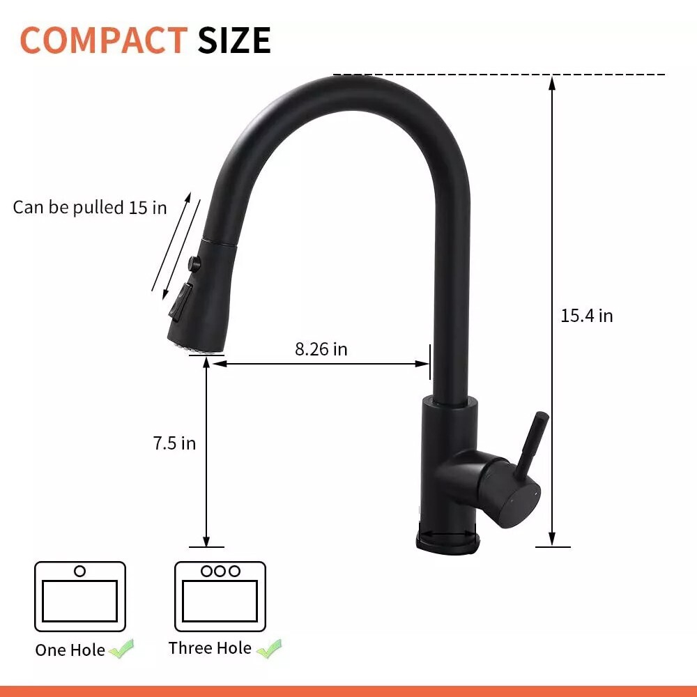 Matte Black Touch Sensor Kitchen Faucet Pull Down Sprayer Single Hole Mixer Tap