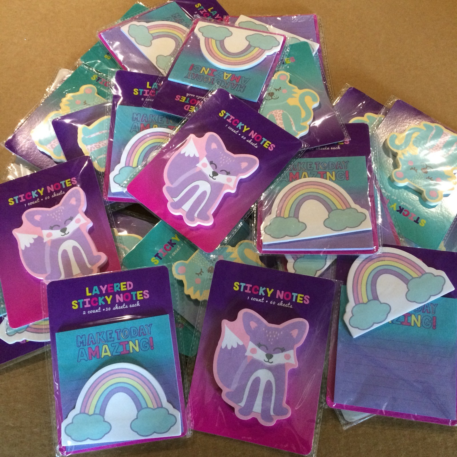 Girls 5+ Layered Sticky Note Sets Lot Of 24 Assorted Packs New