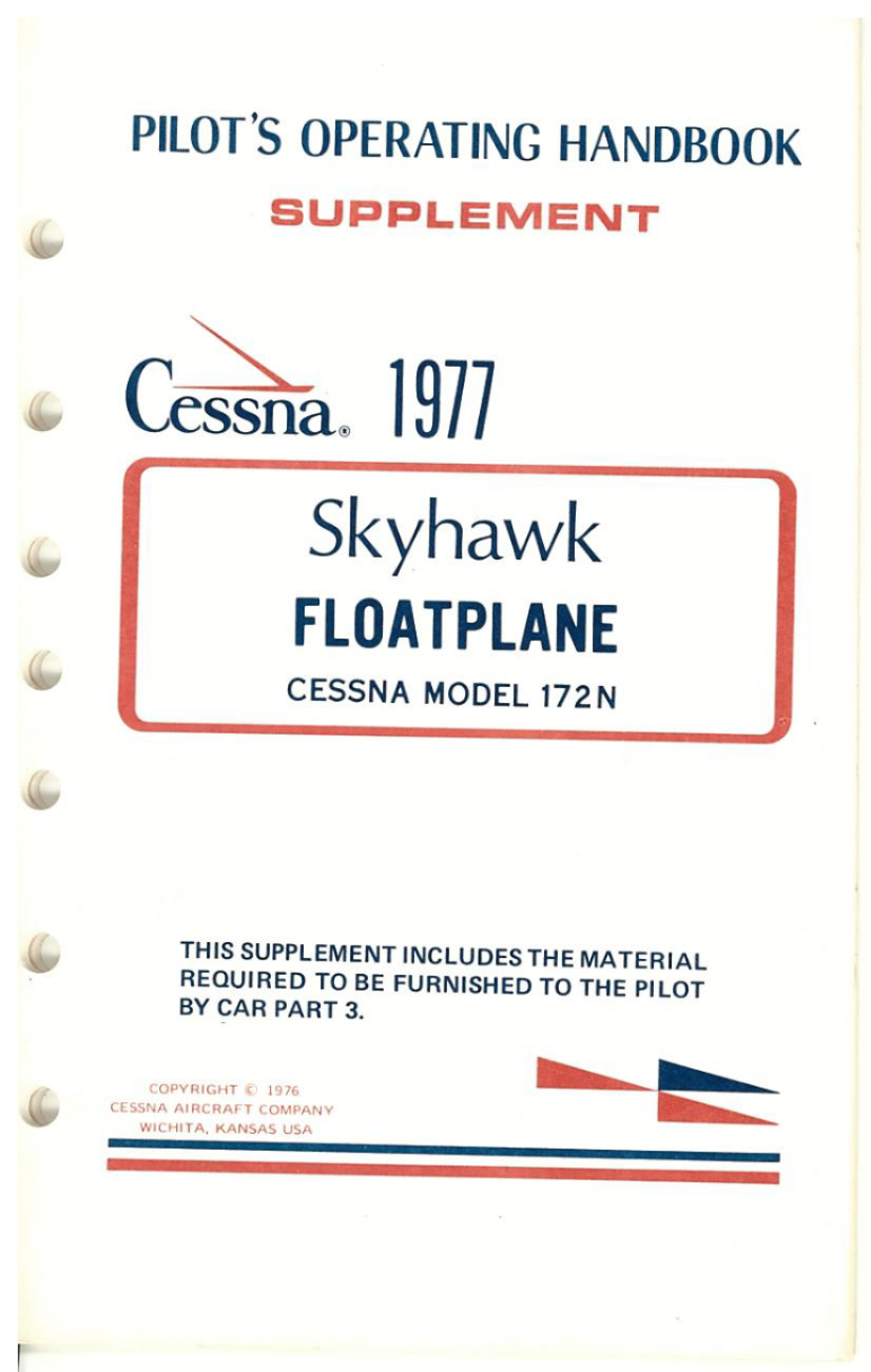 1977 Cessna 172N Floatplane Pilot's Operating Handbook Supplement p/n D1097-13