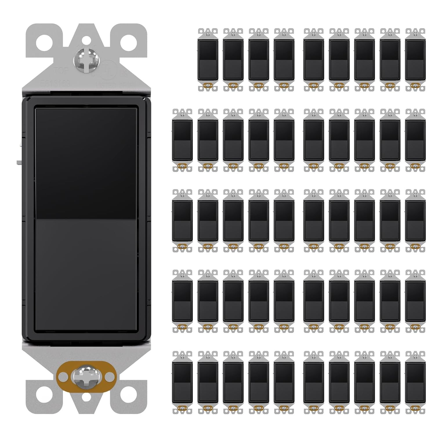 20 Pack Light Switch Single Pole Light Switch Square Rocker Switch Decorative Sw