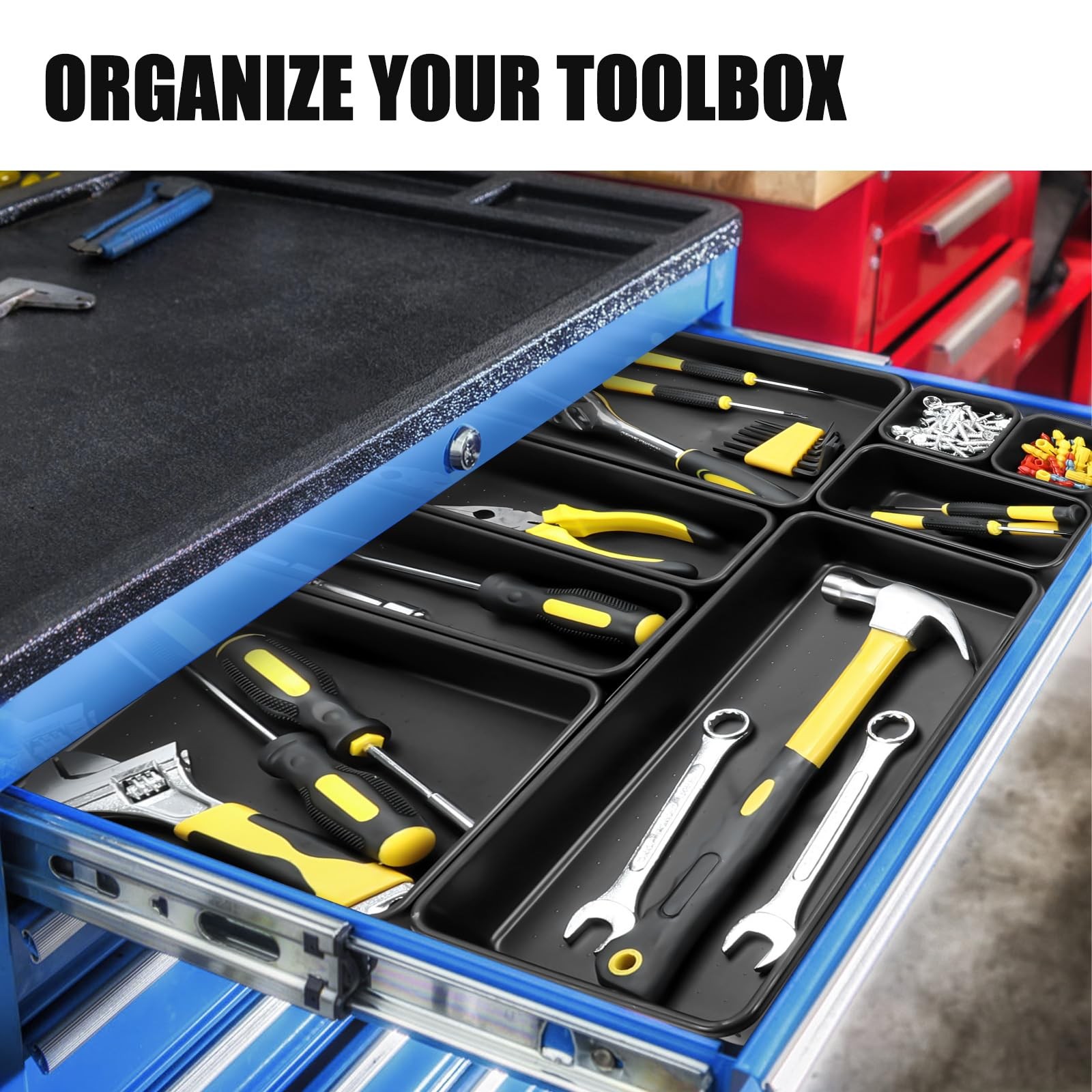 60PCS Tool Box Organizer Tray Divider, More Large Sizes-5 Sizes 60PCS, Black