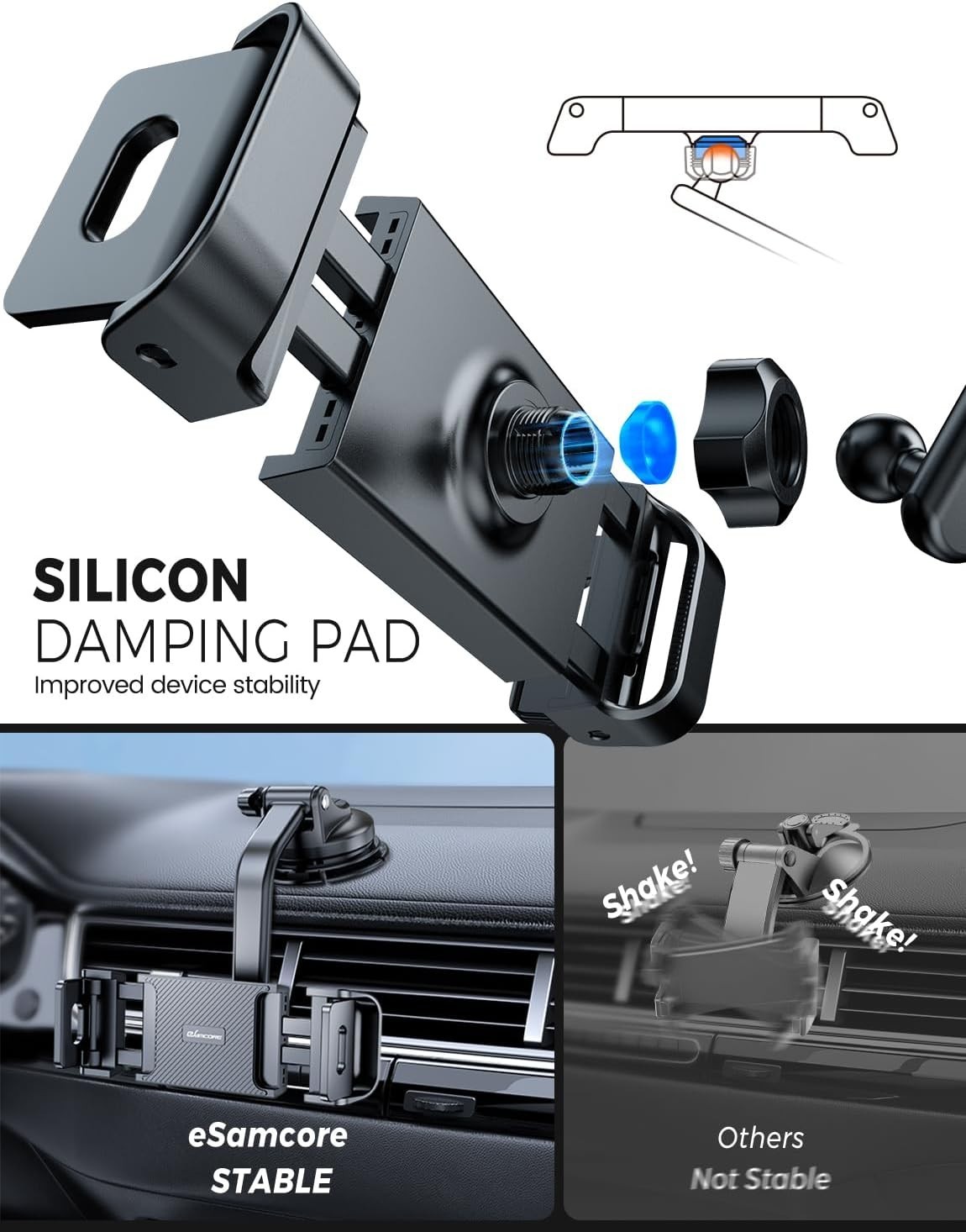 Universal Tablet Clamp for 6"-12.9" Devices - Adjustable & Rotatable Design