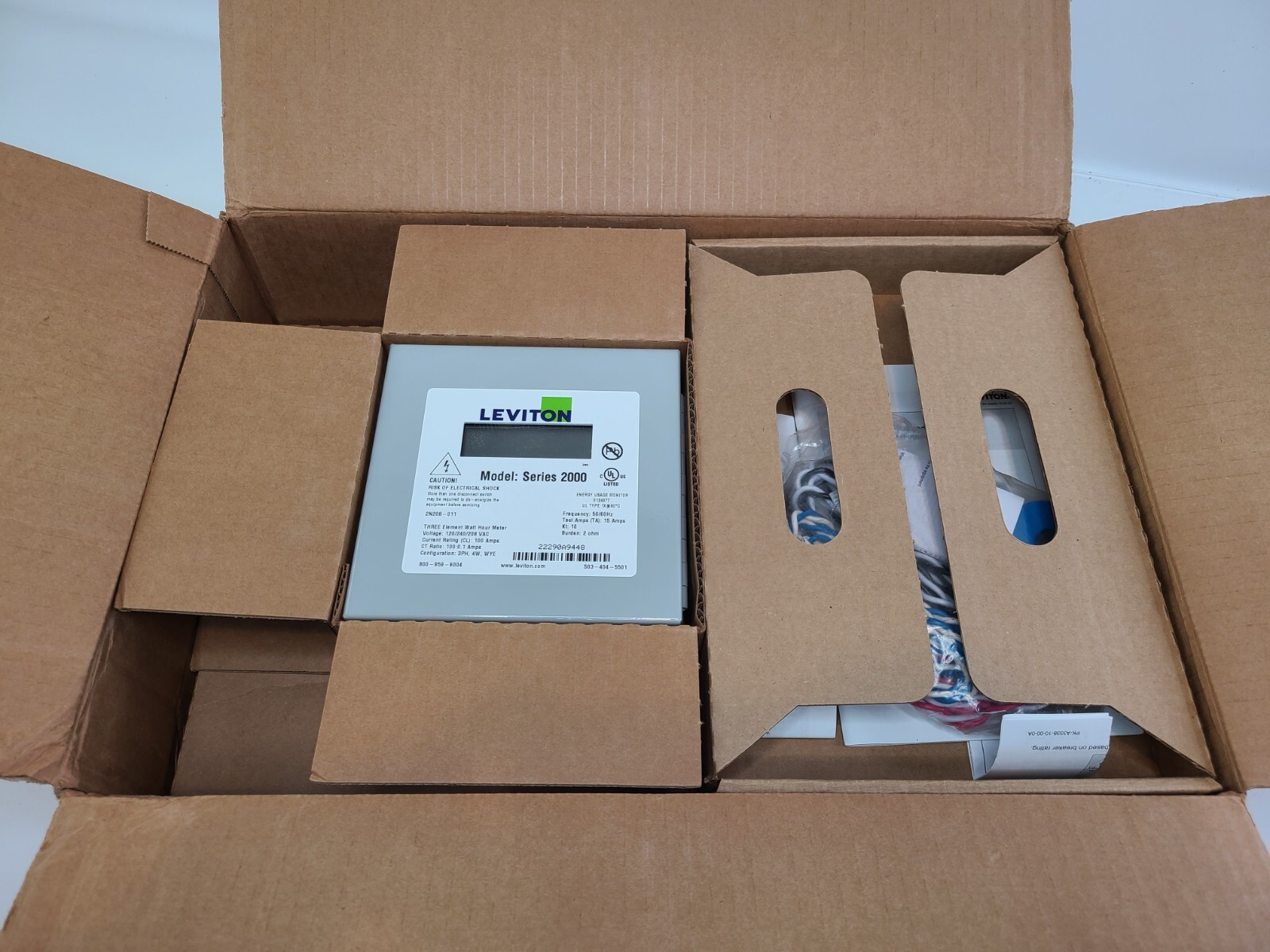 Leviton 2K208-1SW Series 2000 Indoor Usage Meter 3 Solid Core CTs 480V 100A