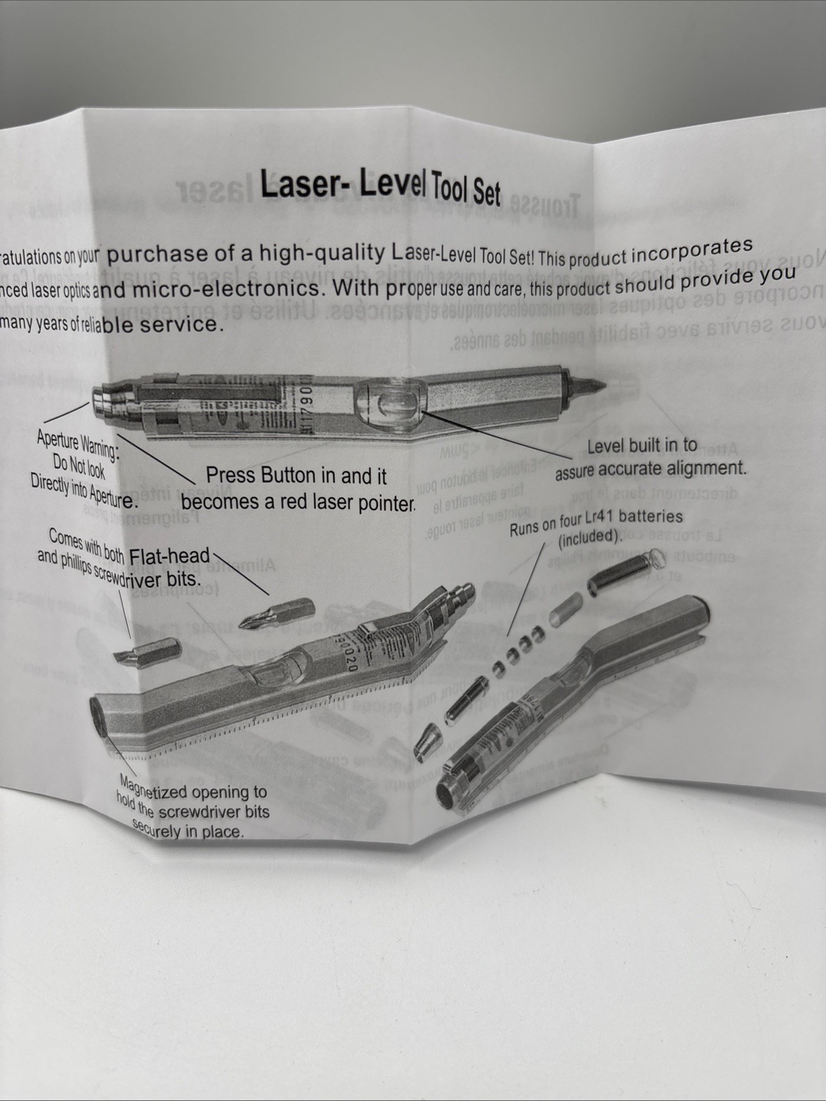 Restoration Hardware Laser Level Pocket Multi-Function Tool Kit Mint in Box