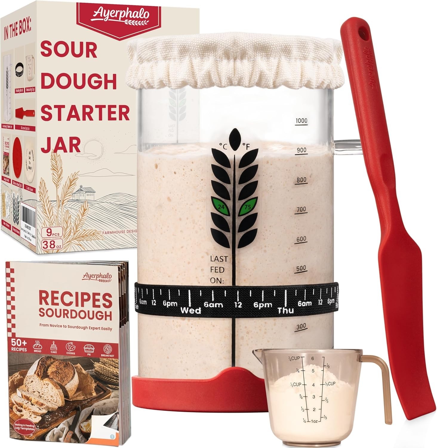Complete Sourdough Baking Set - 38oz Kit with Step-by-Step Cookbook & Supports