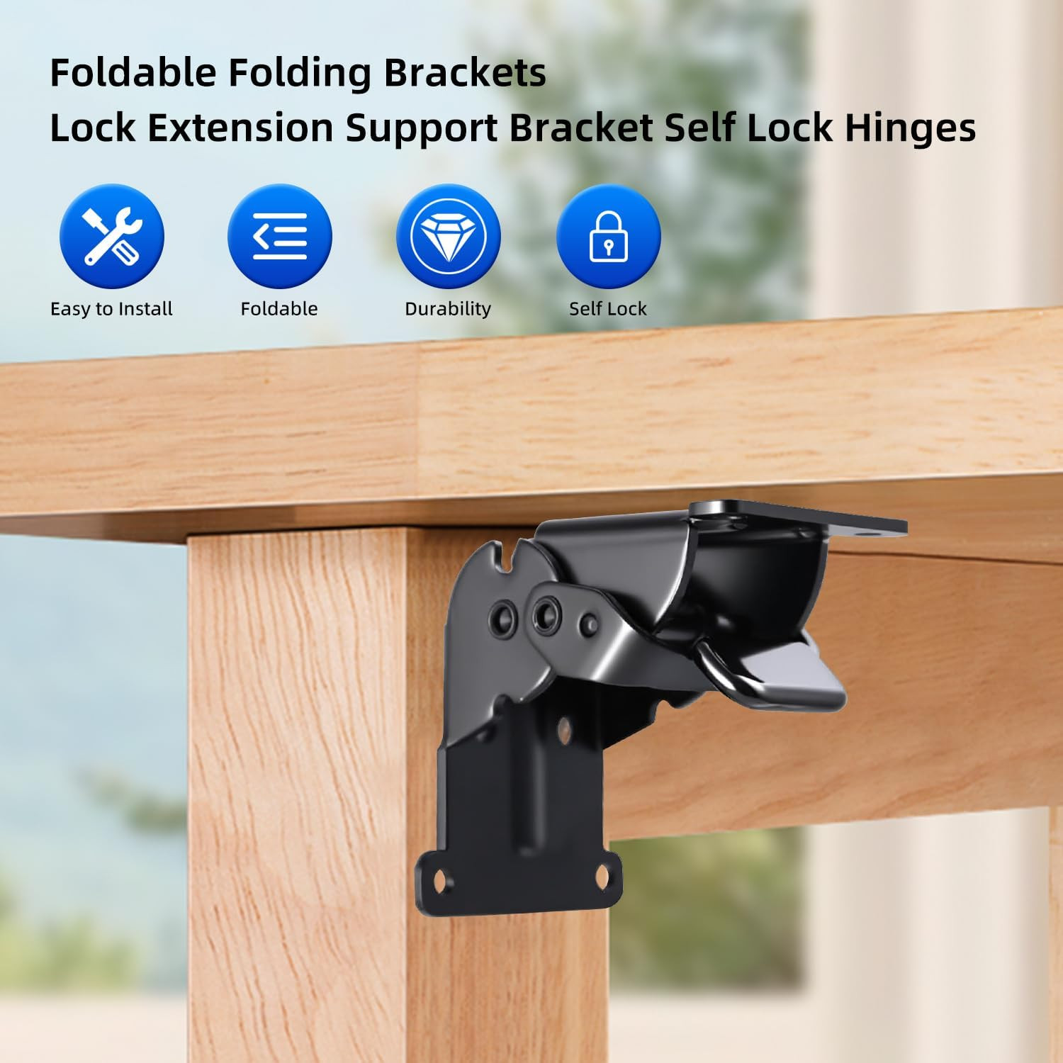 YDAJIURI Folding Brackets 4 Pack, Heavy-Duty Self-Locking Hinges with Screws, Fo